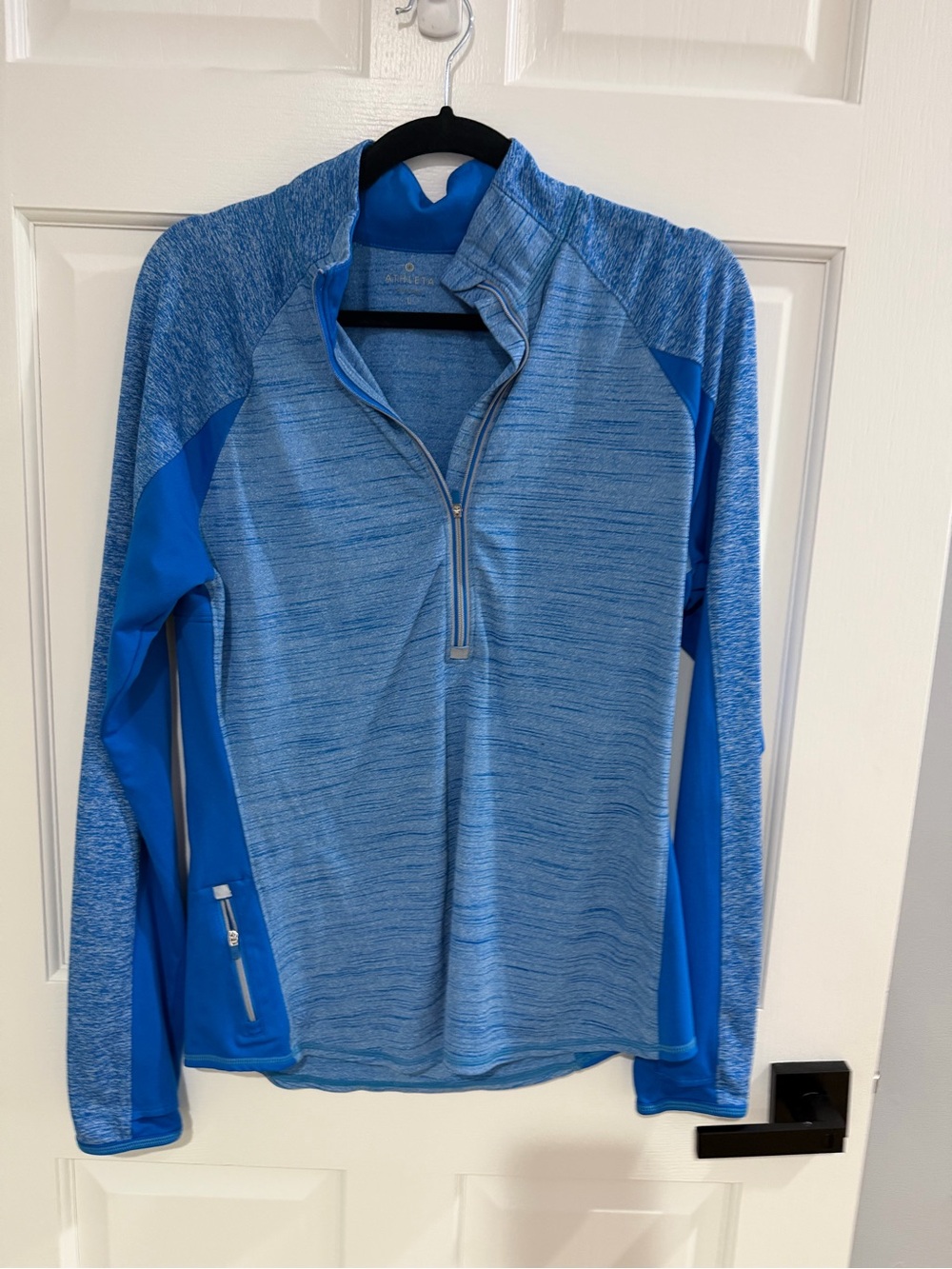 Athleta Heathered Blue Performance Half-Zip Pullover